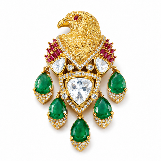 Garuda Emerald Brooch
