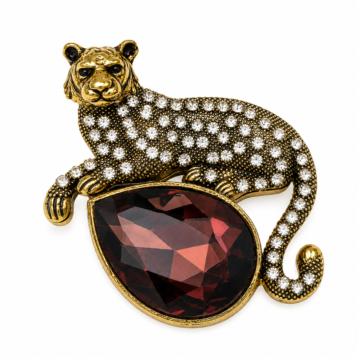Chitraka Brooch — Ruby Red & Garnet