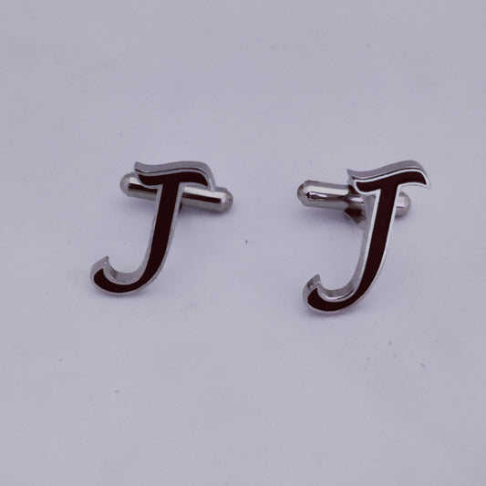Initial J enamel Cufflinks
