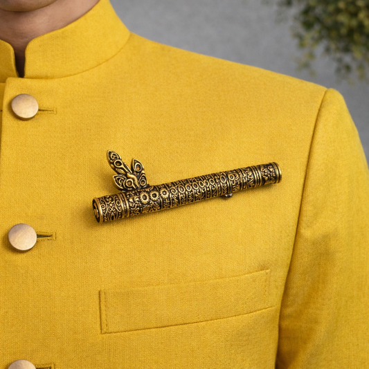 Divine Murli Heritage Brooch – Antique Gold Finish