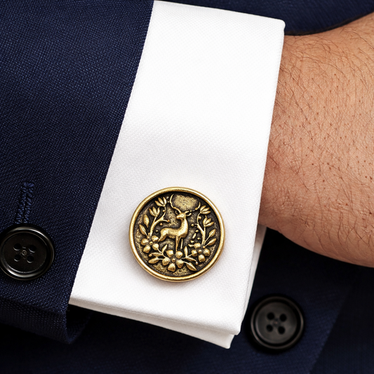 Mrigraj Antique Gold Cufflinks