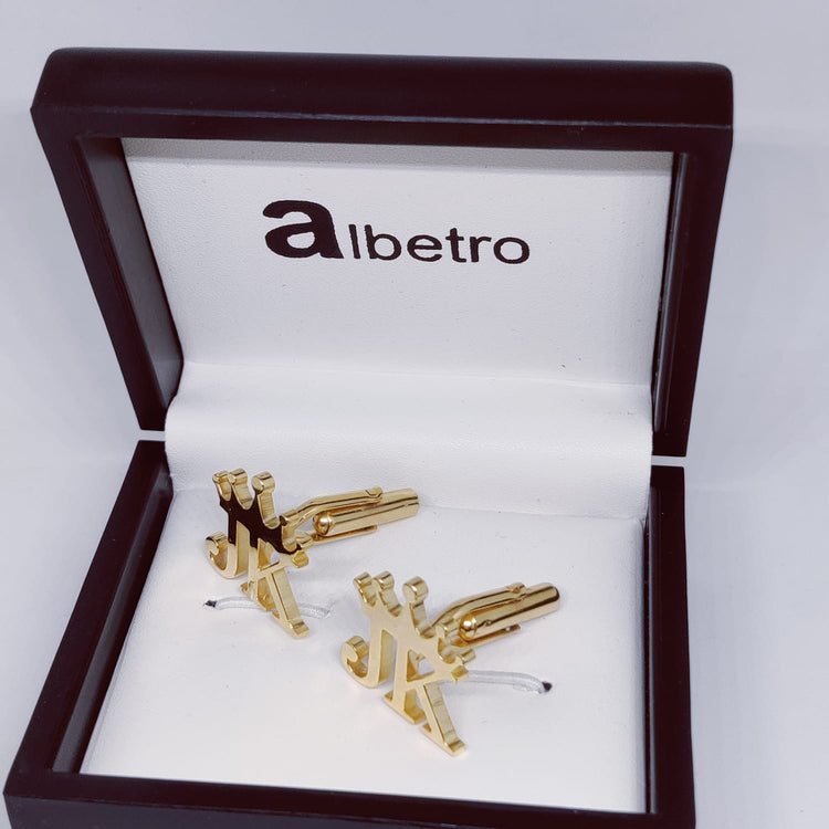 JK Double Initial Cufflinks with Crown