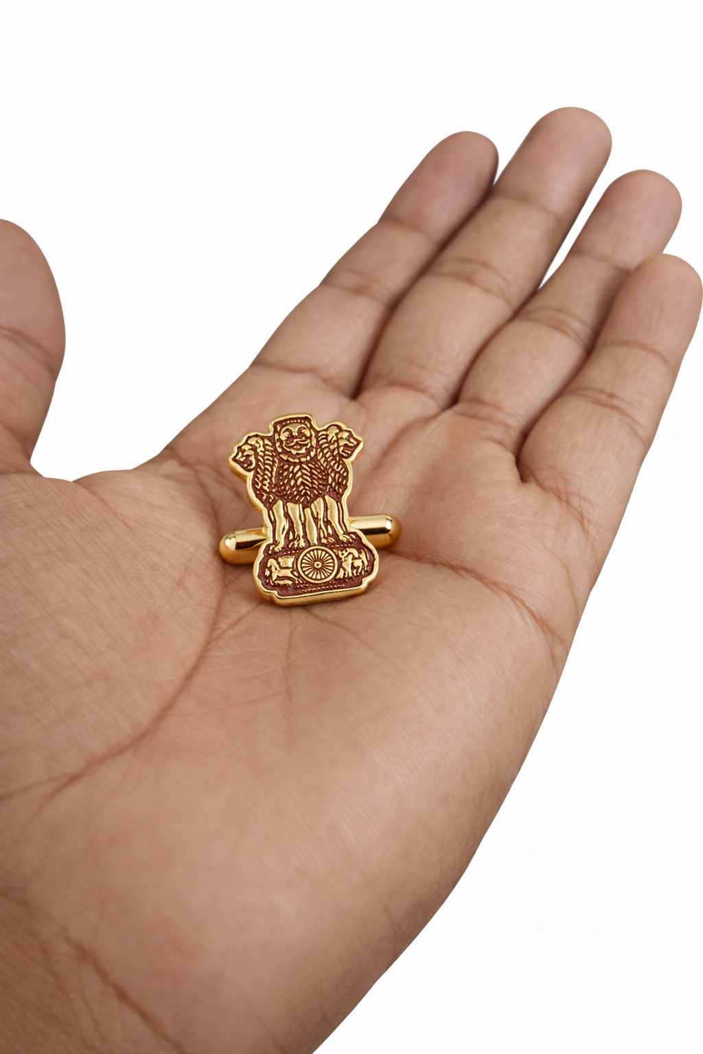 Ashoka Emblem Gold Finish Cufflinks