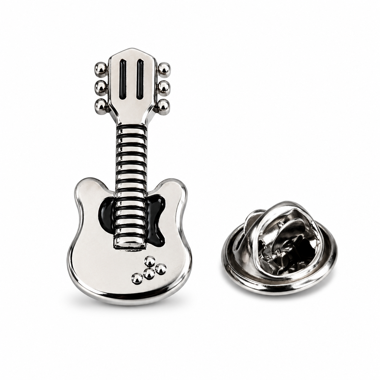 Silver Guitar Lapel Pin