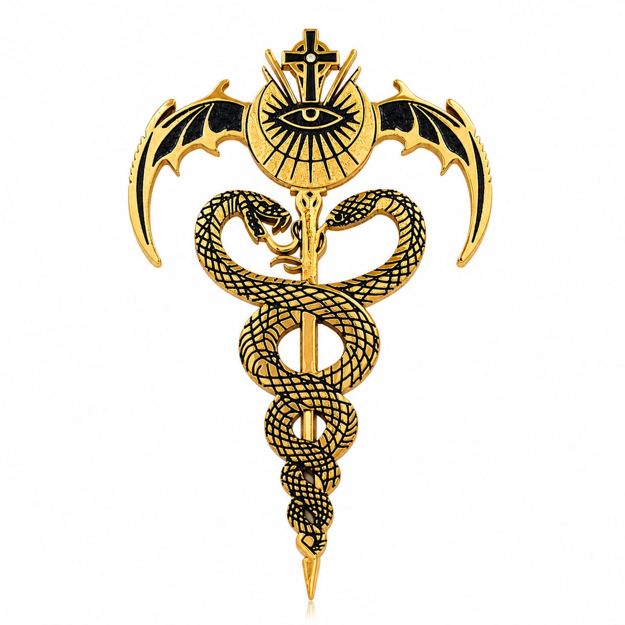 The Serpentine Sentinel Antique Gold Brooch