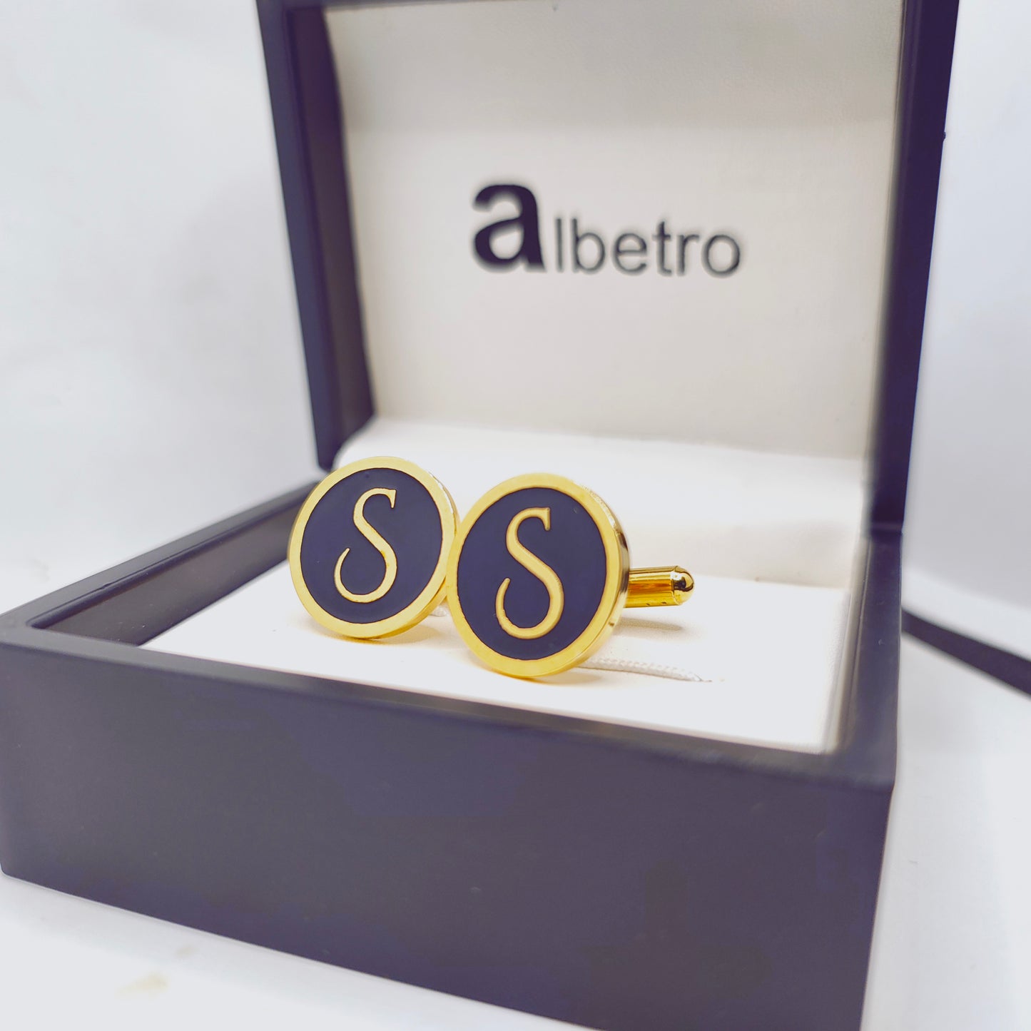 S Initial Gold Cufflinks