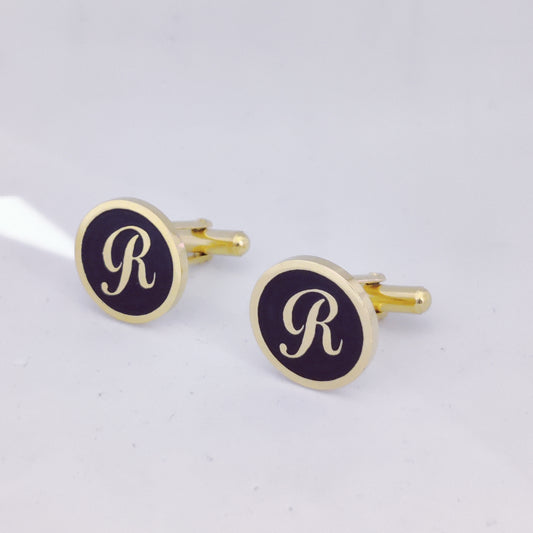 Initial R Monogram Cufflinks