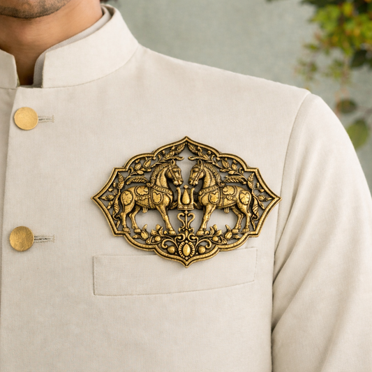 Royal Twin Horse Heritage Brooch