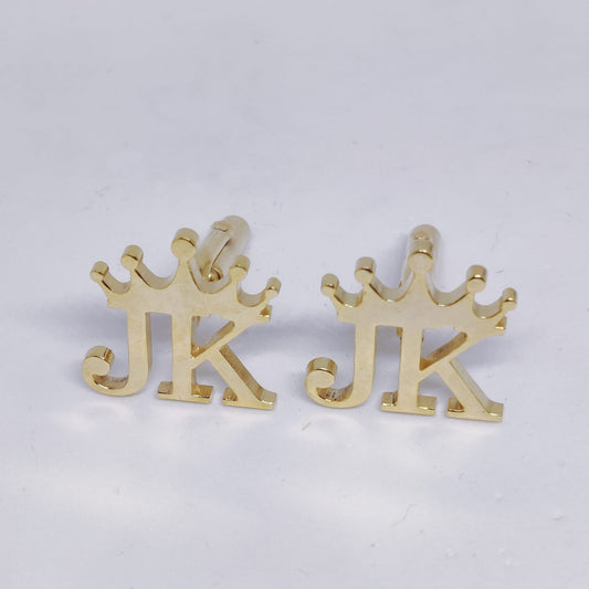 JK Double Initial Cufflinks with Crown