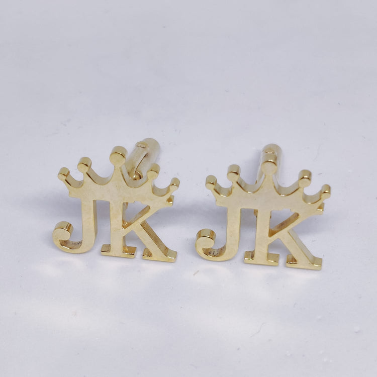 JK Double Initial Cufflinks with Crown