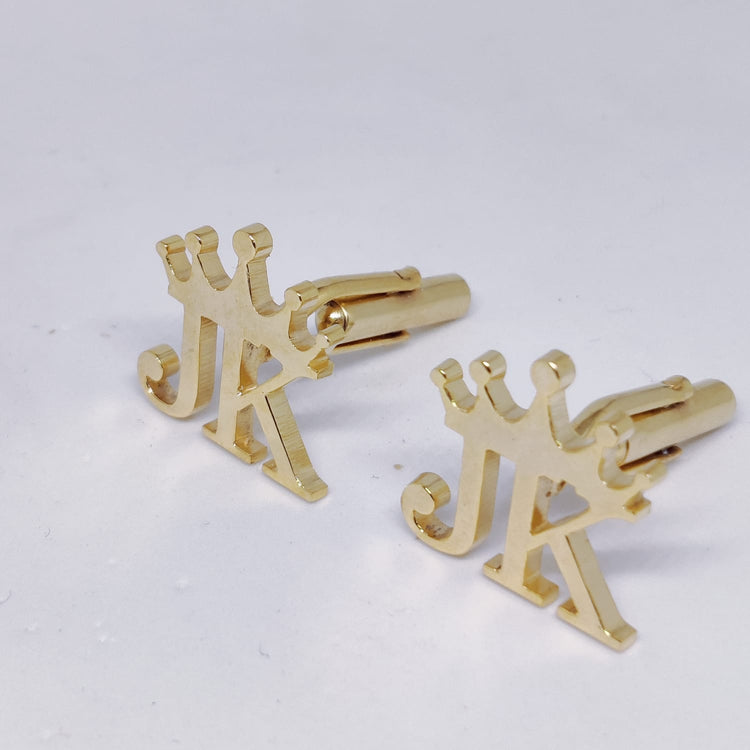 JK Double Initial Cufflinks with Crown