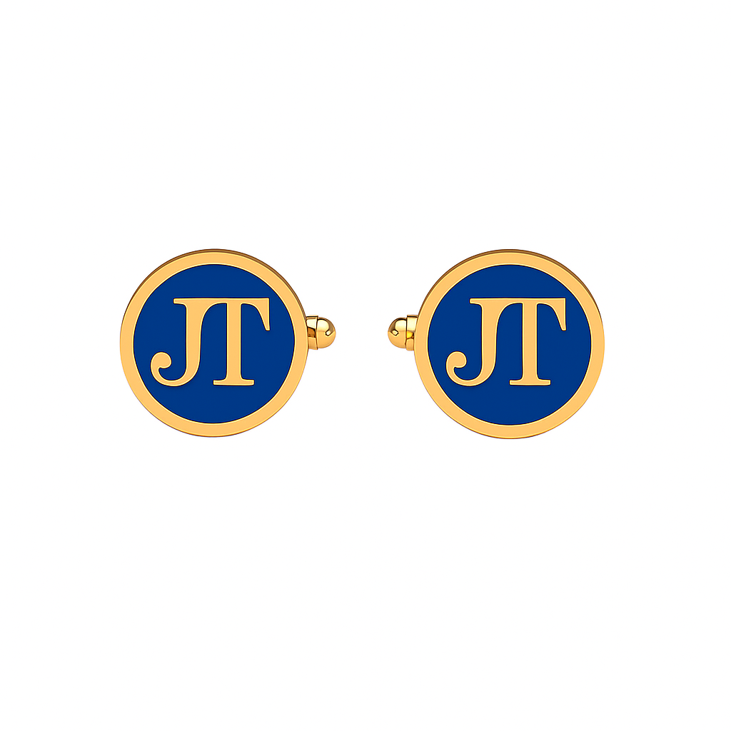 JT Monogram Royal Blue Enamel Cufflinks – Gold Plated