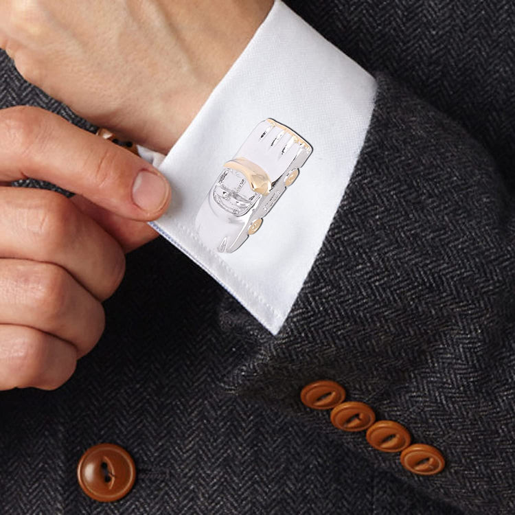 Silver and Gold Tone Car Cufflinks
