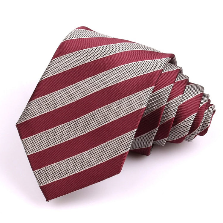 7Cm Crimson & Cream Stripe Tie - SHOPWITHSTYLE