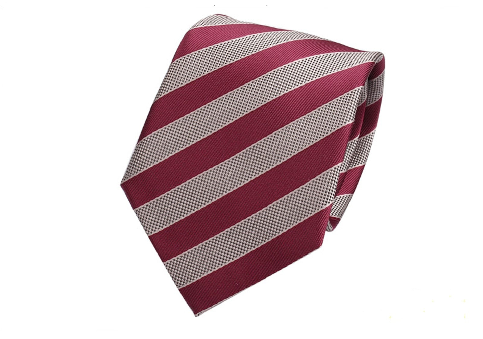 7Cm Crimson & Cream Stripe Tie - SHOPWITHSTYLE