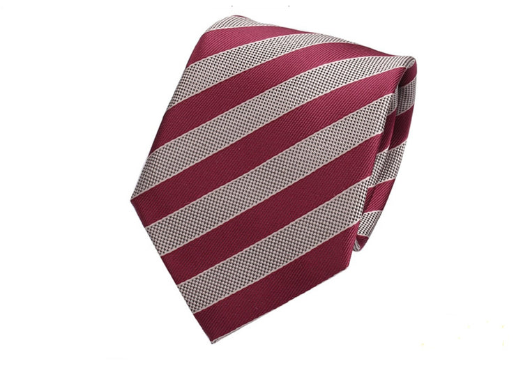 7Cm Crimson & Cream Stripe Tie - SHOPWITHSTYLE