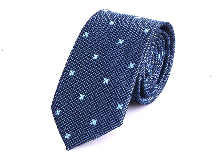 6cm Blue Jacquard Woven Tie for Men - SHOPWITHSTYLE