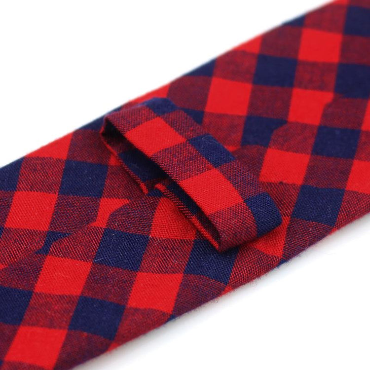 Red & Navy Vintage Check Cotton Tie - SHOPWITHSTYLE