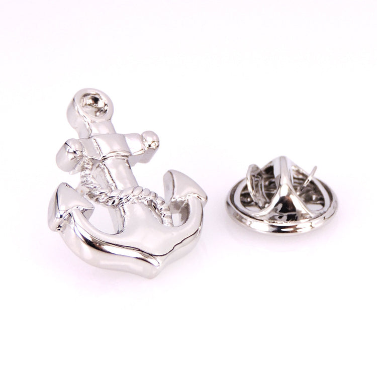 Silver Anchor Rope Lapel Pin