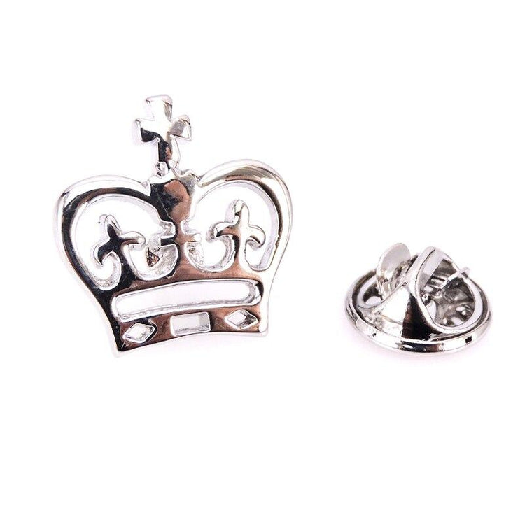 Silver tone King Crown Lapel Pin-SHOPWITHSTYLE