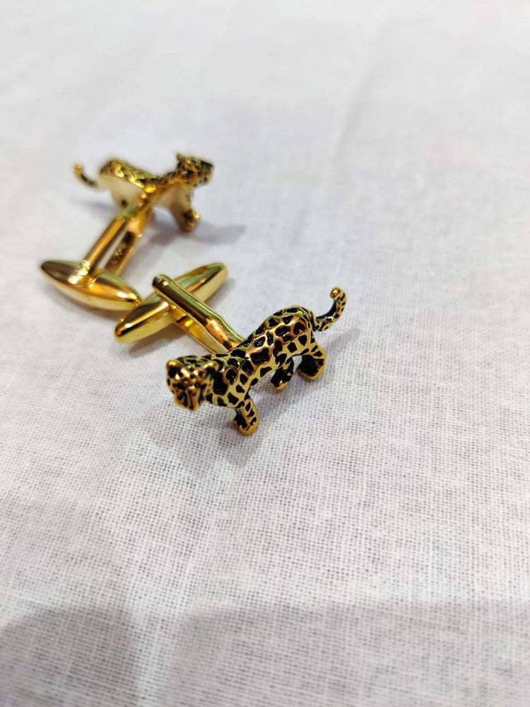 Gold Tone Leopard Cufflinks