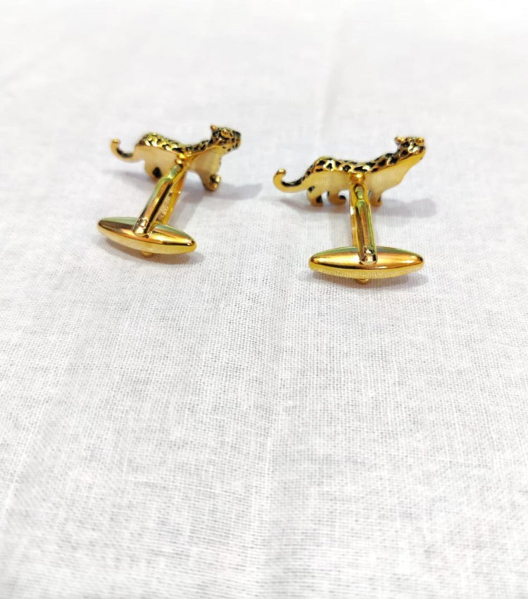 Gold Tone Leopard Cufflinks