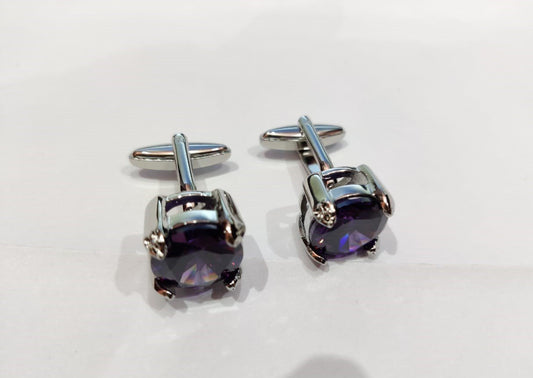 Amethyst Purple Crystal Cufflinks