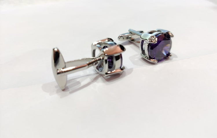 Amethyst Purple Crystal Cufflinks