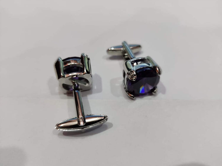 Amethyst Purple Crystal Cufflinks