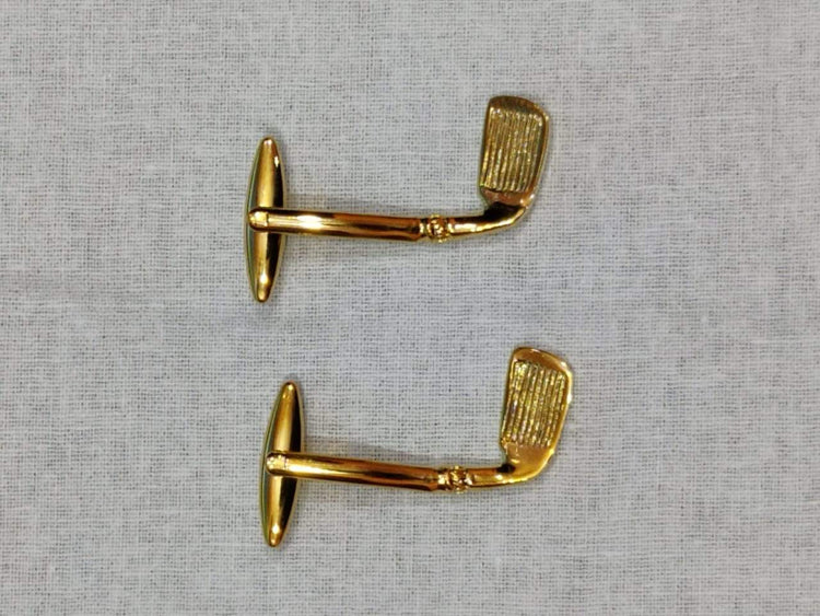 Yellow Gold Golf Clubs Cufflinks