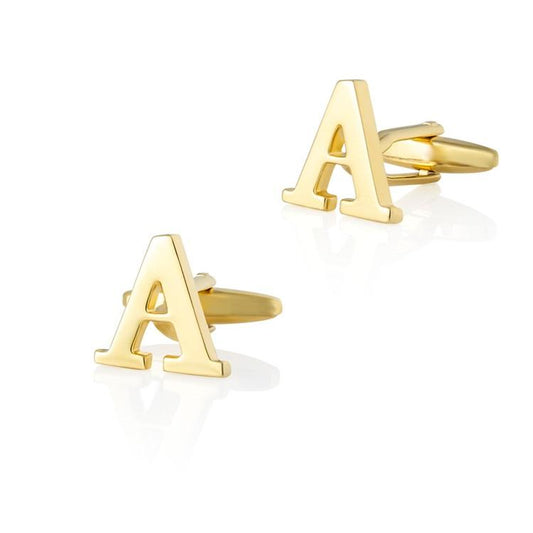 Personalized Letter A Gold Cufflinks-SHOPWITHSTYLE
