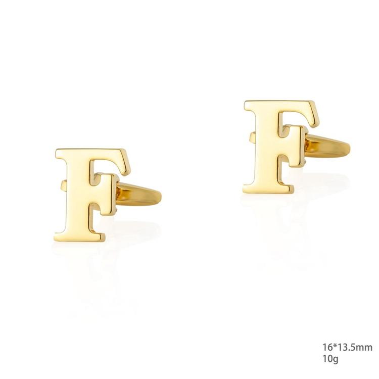 Personalized Letter F Gold Cufflinks-SHOPWITHSTYLE