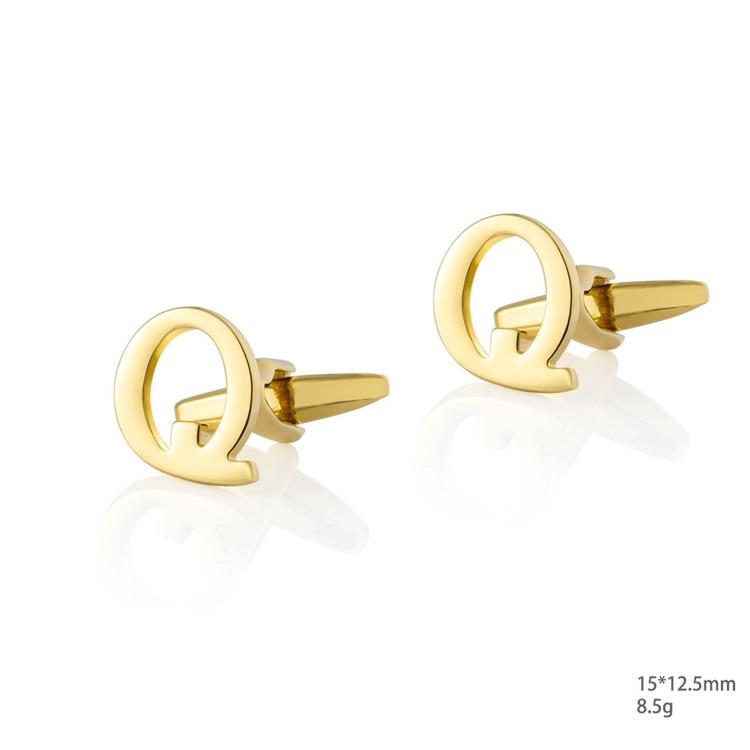 Personalized Letter Q Gold Cufflinks-SHOPWITHSTYLE