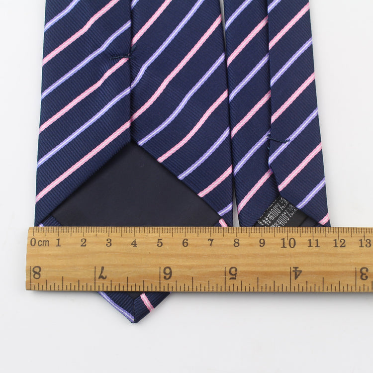 Thin Striped Tie In Navy And Sangria-SHOPWITHSTYLE