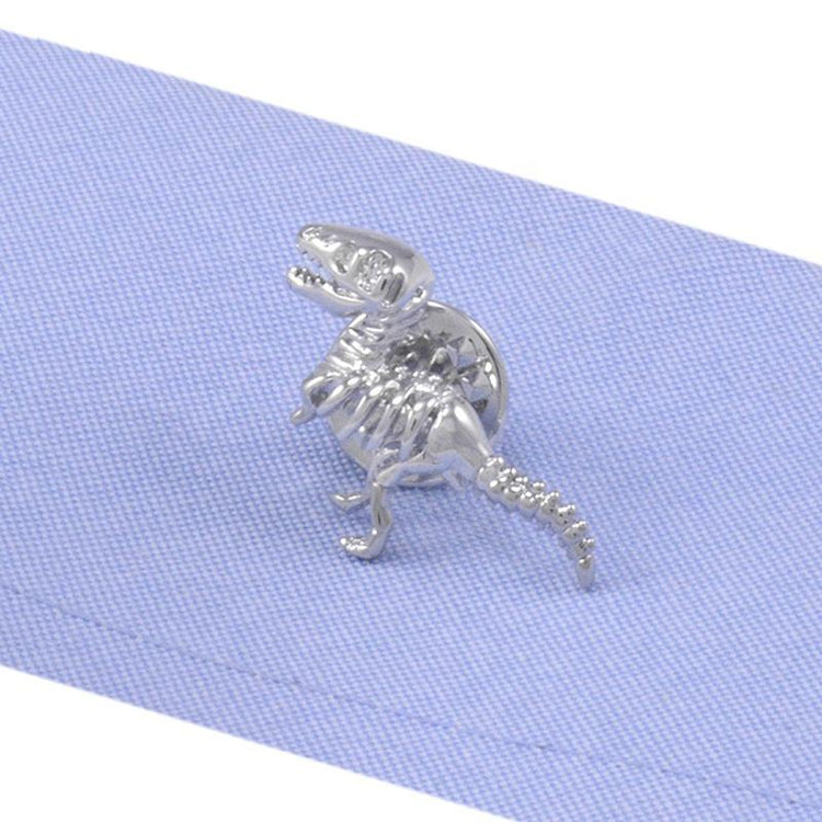 Silver Dinosaur Lapel Pin-SHOPWITHSTYLE