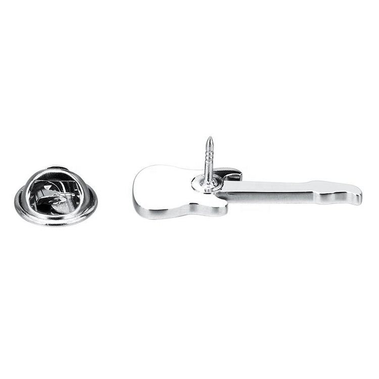 White and Blue Enamel Guitar Lapel Pin-SHOPWITHSTYLE