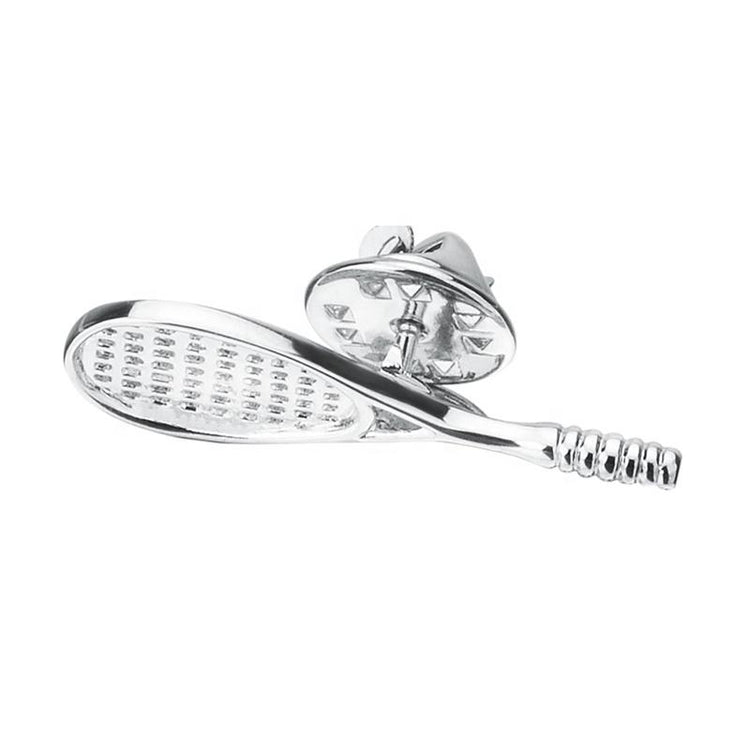 Silver Tennis Racket Lapel Pin-SHOPWITHSTYLE