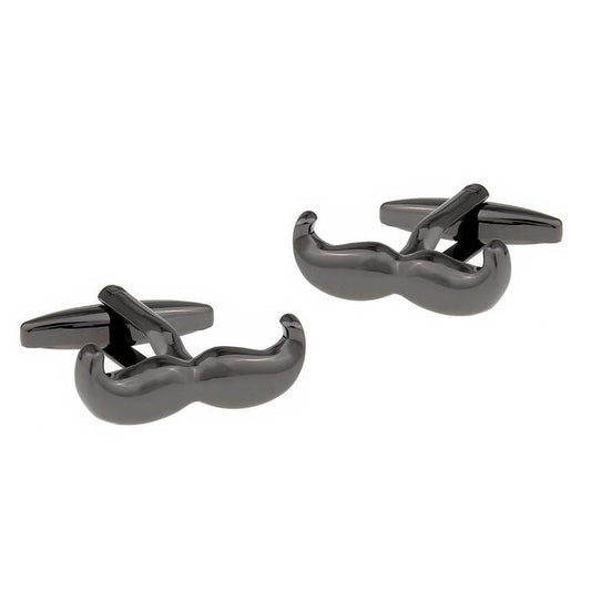 Gun Metal Moustache Cufflinks