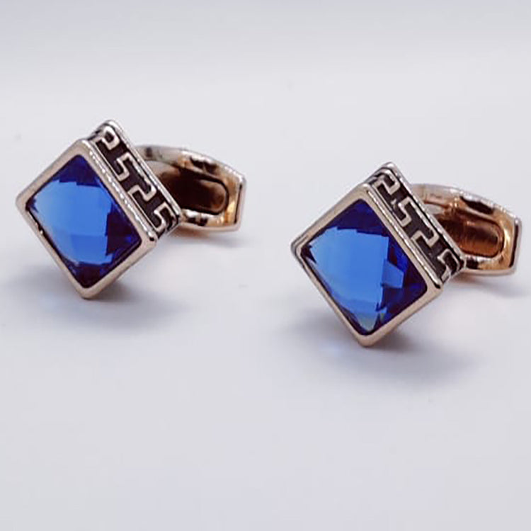 Rhombus Blue Strone Rose Gold Cufflinks
