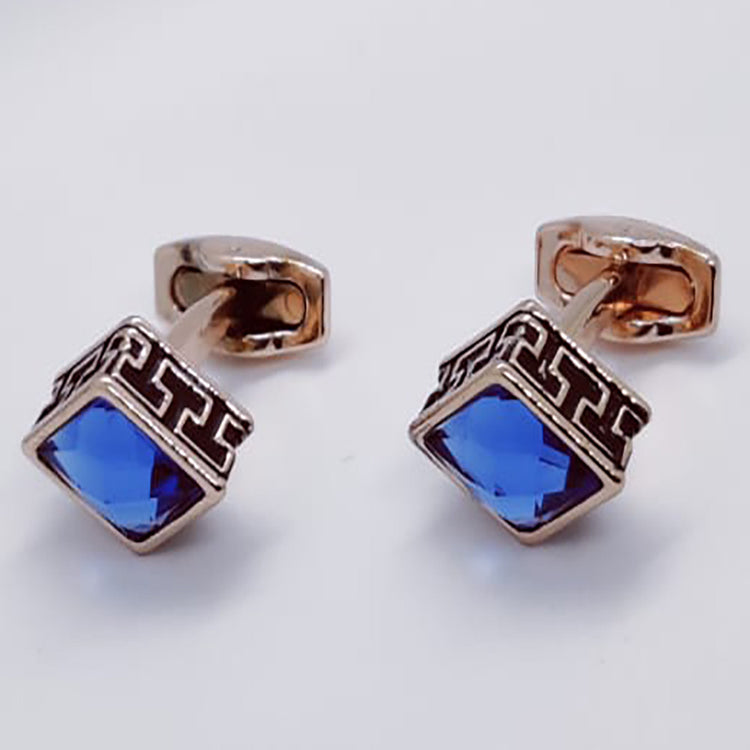 Rhombus Blue Strone Rose Gold Cufflinks