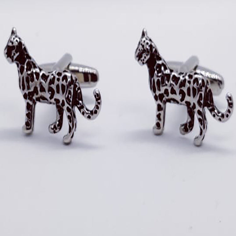 Silver tone Leopard Cufflinks