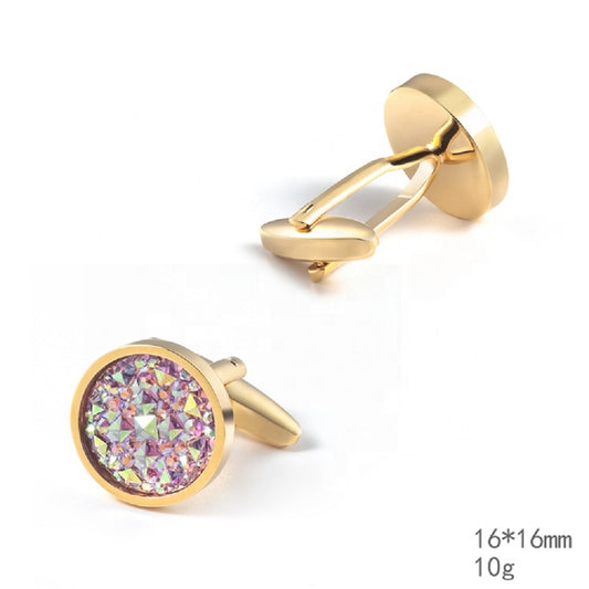 Gold Tone Colorful Opal Stone Cufflinks