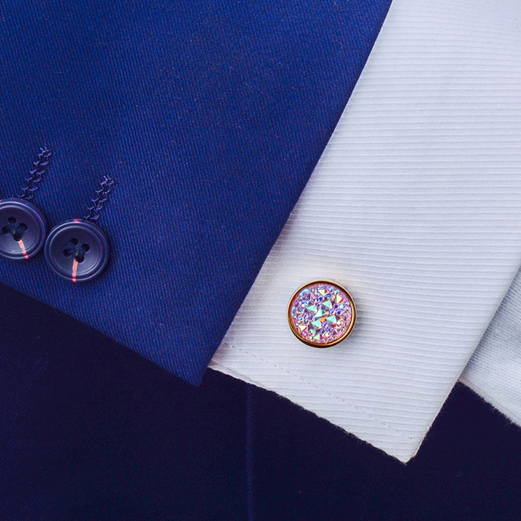 Gold Tone Colorful Opal Stone Cufflinks