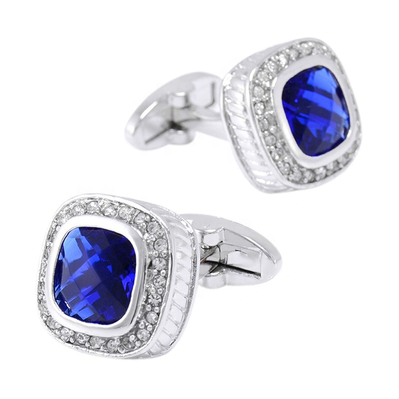 Sapphire Classic Square Crystal Cufflinks