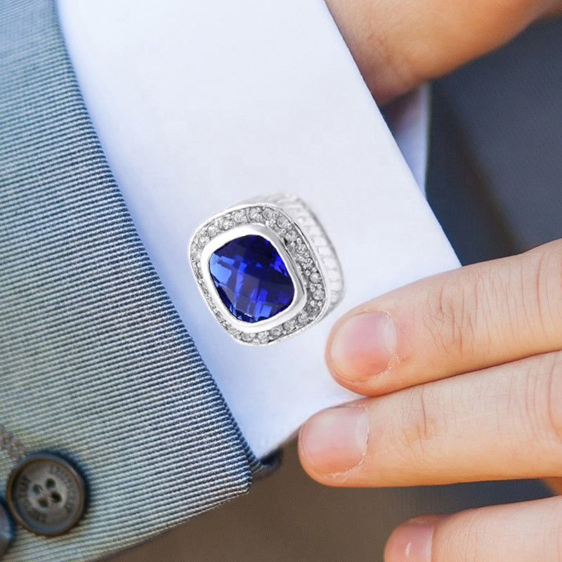 Sapphire Classic Square Crystal Cufflinks