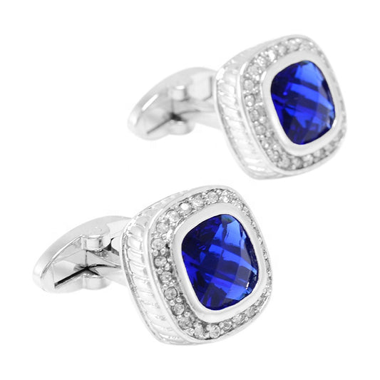 Sapphire Classic Square Crystal Cufflinks