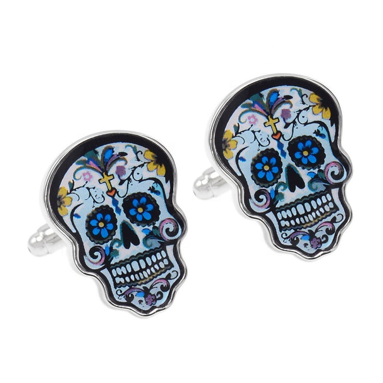 Halloween Colorful Enamel Skull Cufflinks