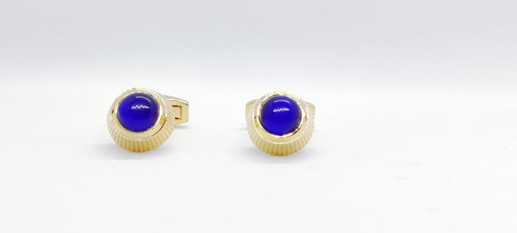 Luxury High-end opal Gold Cufflinks with Blue Stone