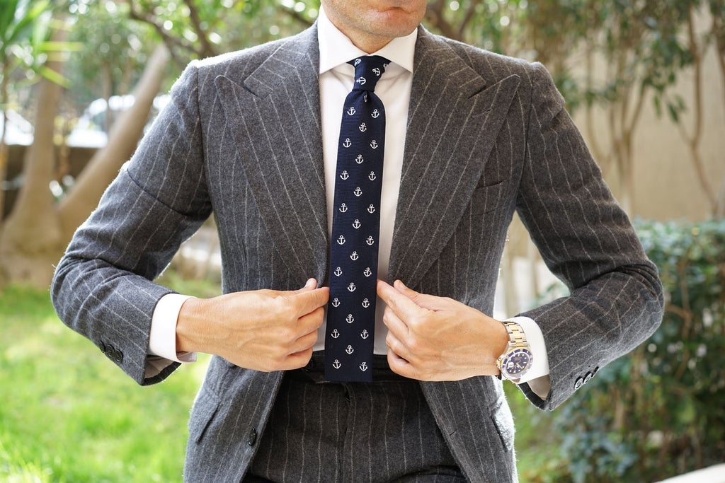 Navy Blue Nautical Knit Tie