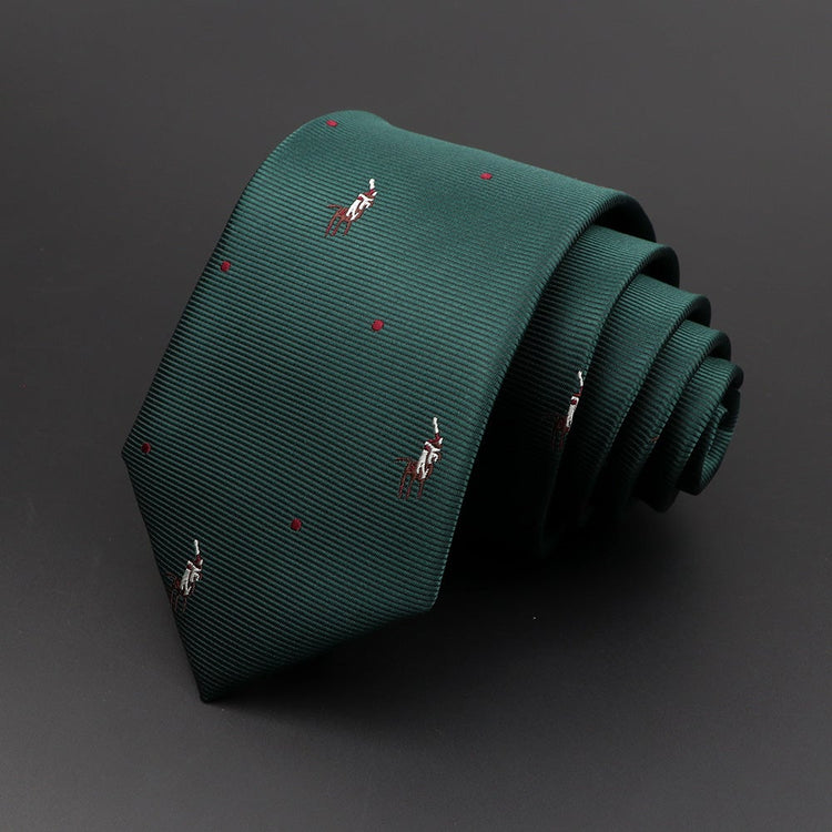 Forest Green Horse Jockey Printed Tie-SHOPWITHSTYLE